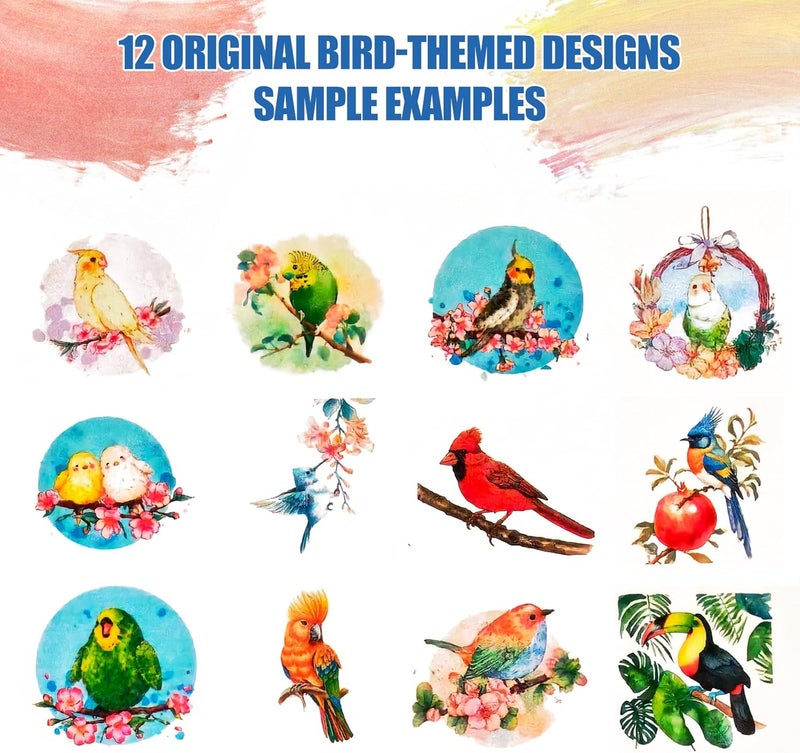 DPDPPL Watercolor Workbook, Water Coloring Book with 13 Pages 300GSM Paper, 26 Colors Watercolor Paint Set with Brush & Storage Bag, Beginner-Friendly Coloring Book for Adults - Birds Theme Art Kit - Image 4